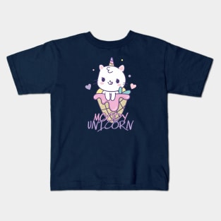 Moody unicorn - Cute little unicorn in an ice cream you and your kids would love! - Available in stickers, clothing, etc Kids T-Shirt